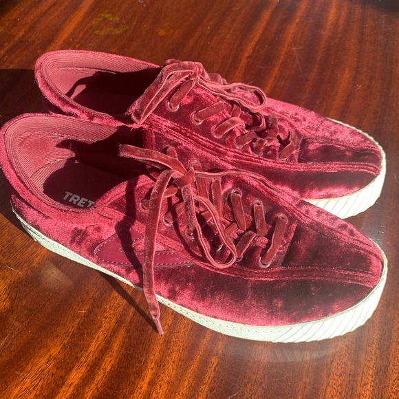 Tretorn Shoes - Tretorn  Maroon Velvet Sneakers 9